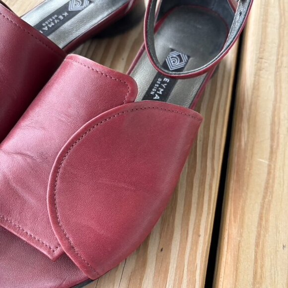Keyman Design Leather Maroon kitten heel sandals 38 - Picture 2 of 7